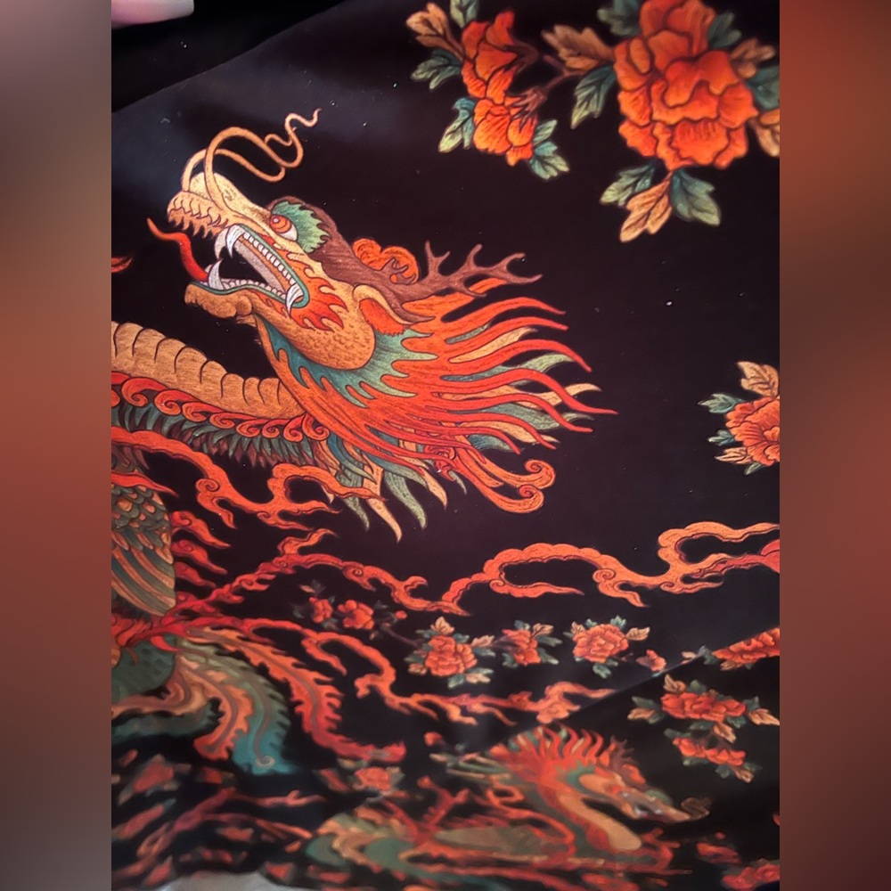Blackmilk Velvet Dragon Print Robe Dress NWT XL - Picture 3 of 6
